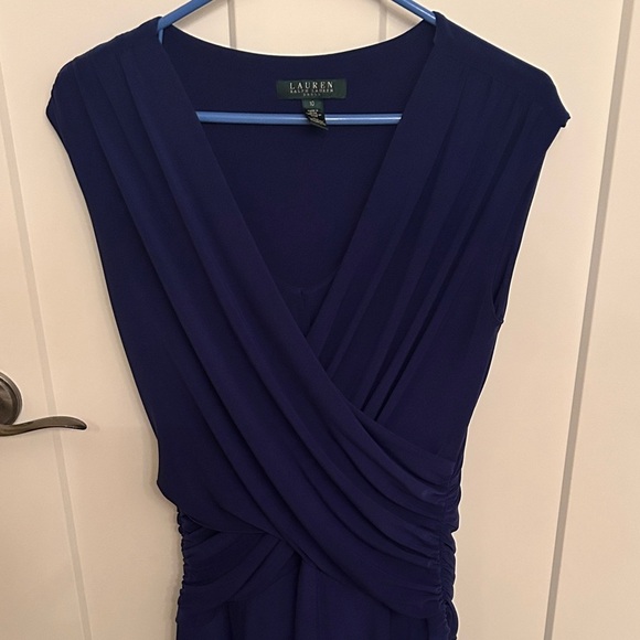 Lauren Ralph Lauren Royal Blue Draped Midi Dress, size 10 - Picture 3 of 5